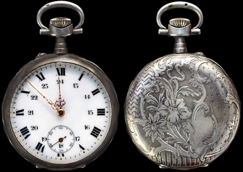 極希少 ボーレルクルボアジェ 彫刻ケース 銀無垢 16石 商館時計 懐中時計